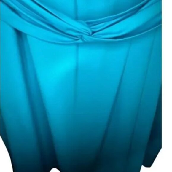 Talbots Aqua Turquoise Blue Dress Plus Size 18 18P Petite Sleeveless V-Neck - Picture 6 of 7
